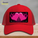 Hearts Over Roses In Pink Novelty License Plate Hat Mesh / Red