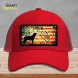 I Love My Dog Novelty License Plate Hat Mesh / Red