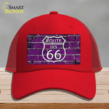 Route 66 Purple Brick Wall Novelty License Plate Hat Mesh / Red