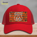 Route 66 Orange Brick Wall Novelty License Plate Hat Mesh / Red