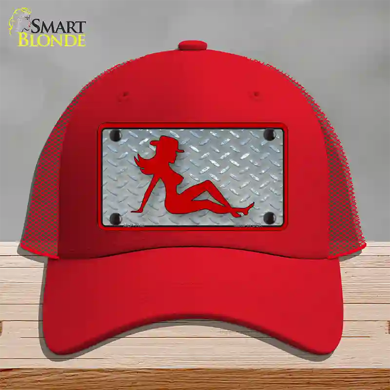 Cowgirl Mud Flap Novelty License Plate Hat Mesh / Red