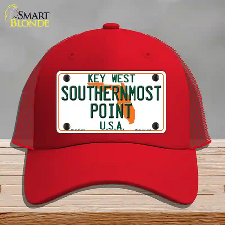 Key West Southernmost Point Novelty License Plate Hat Mesh / Red