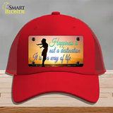 Happiness Way Of Life Sunset Novelty License Plate Hat Mesh / Red