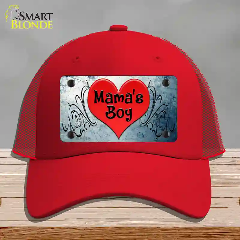 Mamas Boy Novelty License Plate Hat Mesh / Red