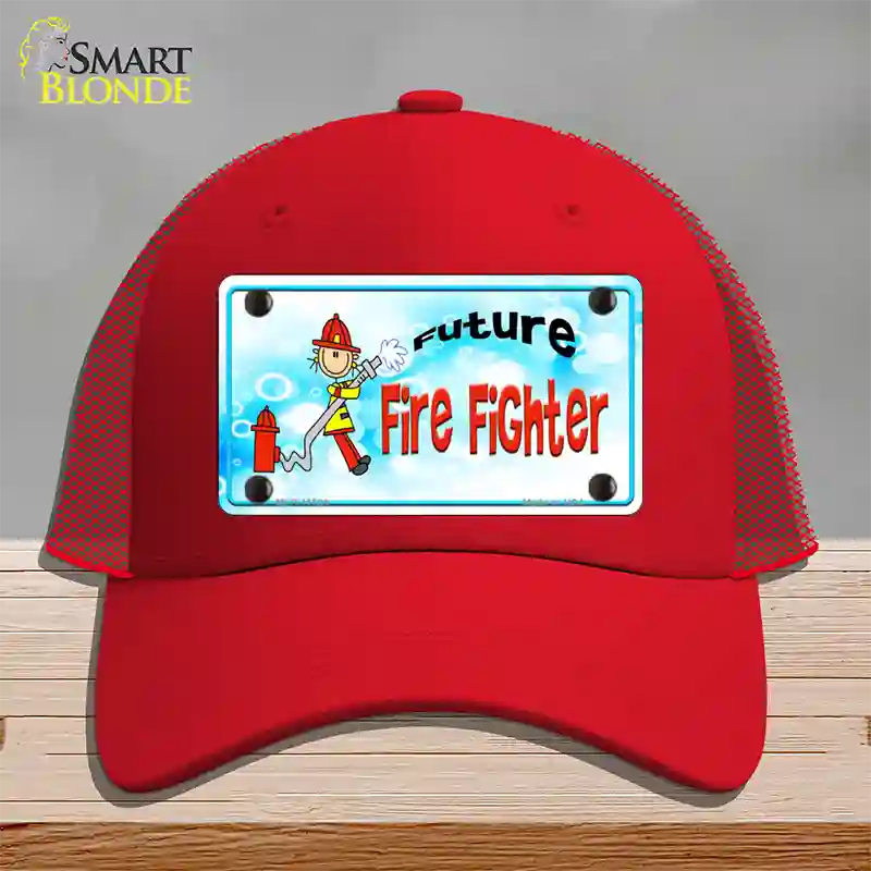 Future Fire Fighter Novelty License Plate Hat Mesh / Red