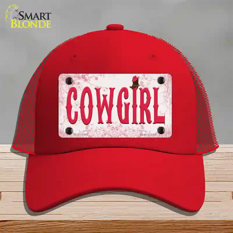 Cowgirl Pink Novelty License Plate Hat Mesh / Red