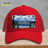 Alaska Snowy Mountains State Novelty License Plate Hat Mesh / Red