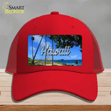 Hawaii Palm Trees State Novelty License Plate Hat Mesh / Red