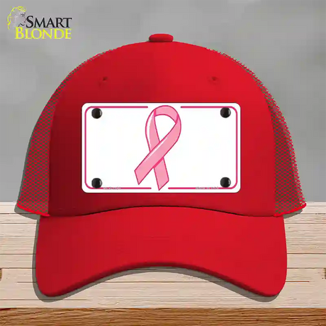 Breast Cancer Ribbon Novelty License Plate Hat Mesh / Red