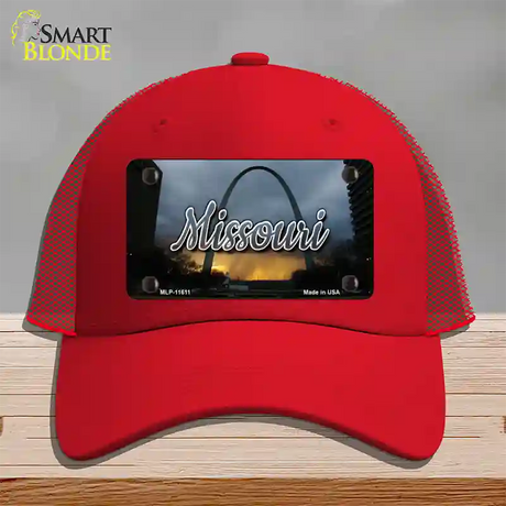 Missouri Gateway Arch State Novelty License Plate Hat Mesh / Red