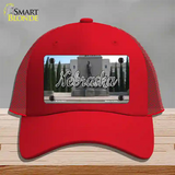 Nebraska Capital Building State Novelty License Plate Hat Mesh / Red