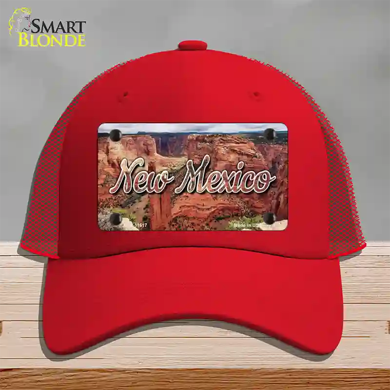 New Mexico Red Canyon State Novelty License Plate Hat Mesh / Red