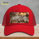 South Dakota Mt Rushmore State Novelty License Plate Hat Mesh / Red