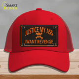 Justice My Ass Novelty License Plate Hat Mesh / Red