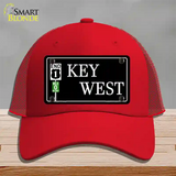 Key West Highway Sign Novelty License Plate Hat Mesh / Red