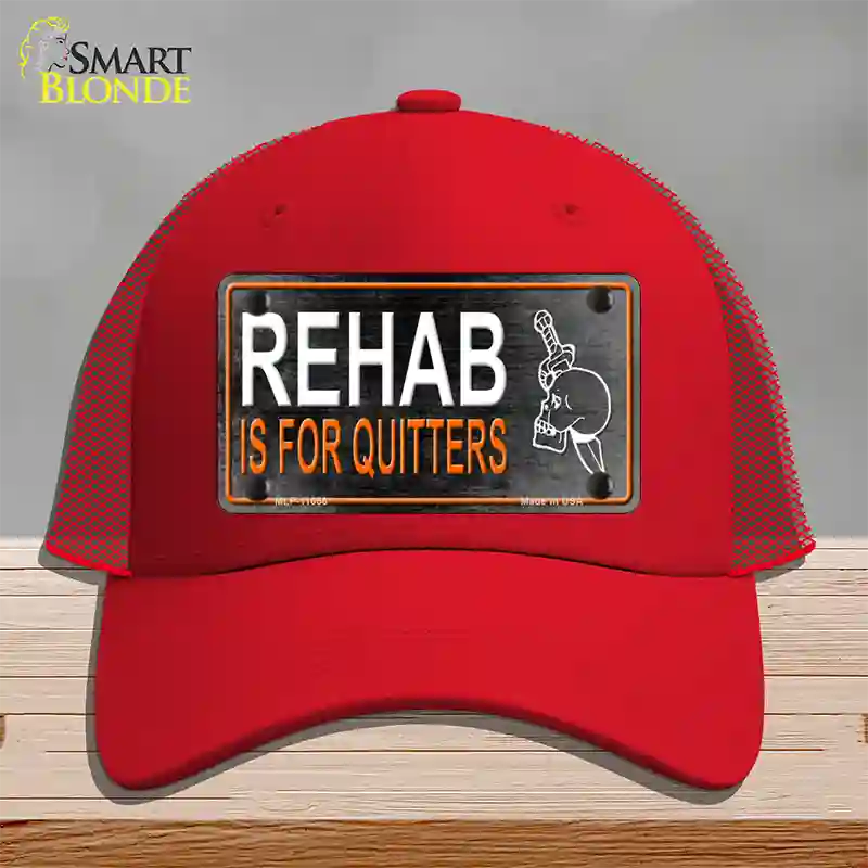 Rehab Is For Quitters Novelty License Plate Hat Mesh / Red