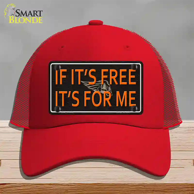 If It Is Free It Is For Me Novelty License Plate Hat Mesh / Red