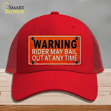 Rider May Bail Novelty License Plate Hat Mesh / Red