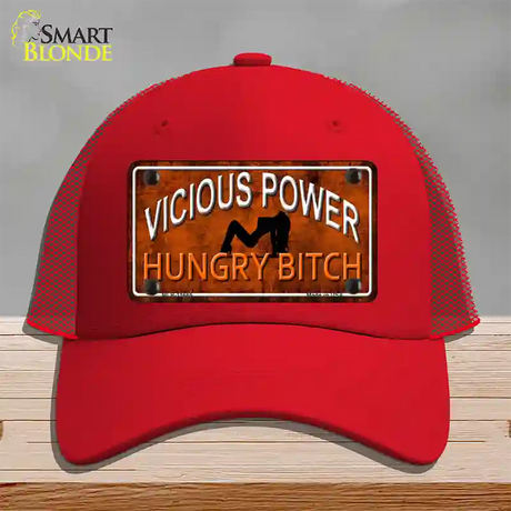 Vicious Power Novelty License Plate Hat Mesh / Red