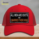 All Men Are Idiots Novelty License Plate Hat Mesh / Red