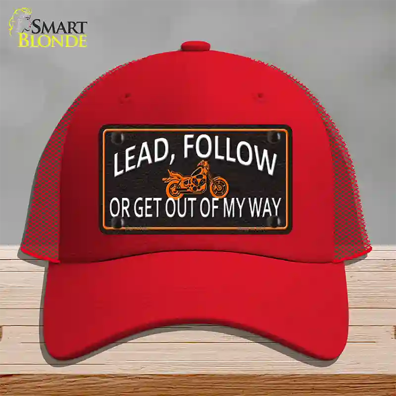 Lead Follow Novelty License Plate Hat Mesh / Red