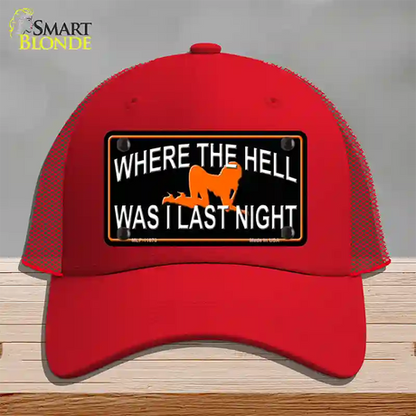 Where The Hell Novelty License Plate Hat Mesh / Red