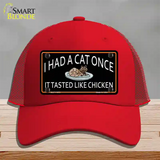 I Had A Cat Once Novelty License Plate Hat Mesh / Red