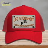 Life Is Too Short Novelty License Plate Hat Mesh / Red