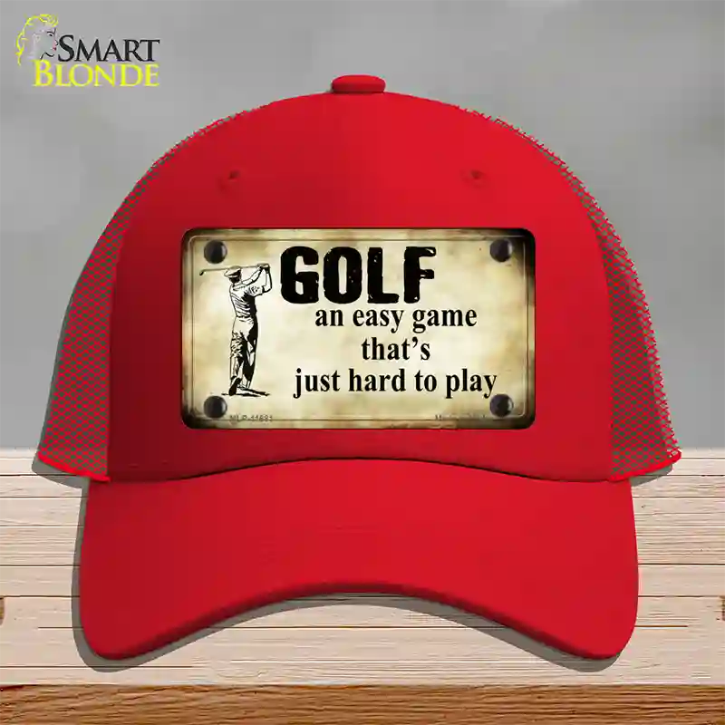 Golf An Easy Game Novelty License Plate Hat Mesh / Red