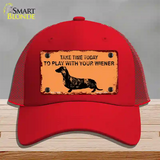 Play With Your Wiener Novelty License Plate Hat Mesh / Red