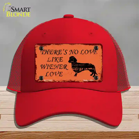 Wiener Love Novelty License Plate Hat Mesh / Red