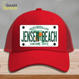 Jensen Beach Florida Novelty License Plate Hat Mesh / Red