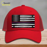 First Responder American Flag Novelty License Plate Hat Mesh / Red