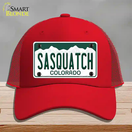 Sasquatch Colorado Novelty License Plate Hat Mesh / Red