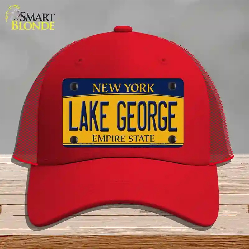 Lake George New York Novelty License Plate Hat Mesh / Red