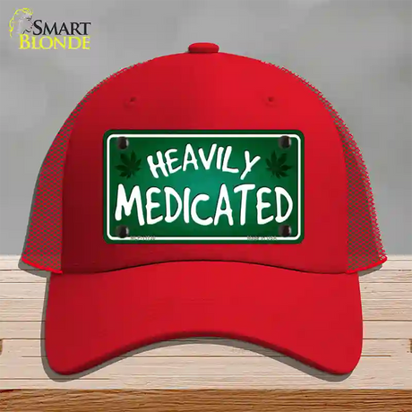 Heavily Medicated Novelty License Plate Hat Mesh / Red