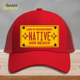 Native New Mexico Yellow State Novelty License Plate Hat Mesh / Red