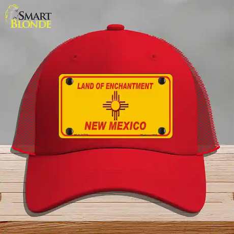 New Mexico Blank Yellow State Novelty License Plate Hat Mesh / Red