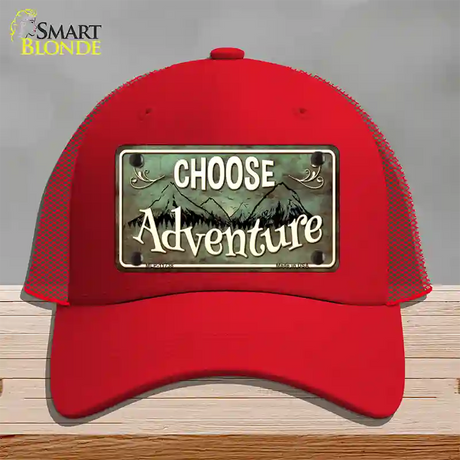 Choose Adventure Novelty License Plate Hat Mesh / Red