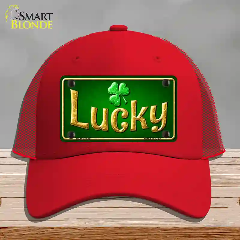 Lucky Irish Novelty License Plate Hat Mesh / Red