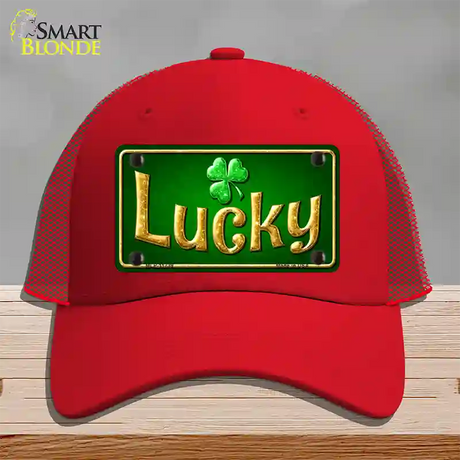 Lucky Irish Novelty License Plate Hat Mesh / Red