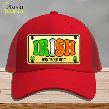 Irish and Proud Novelty License Plate Hat Mesh / Red