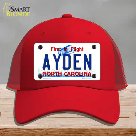 Ayden North Carolina State Novelty License Plate Hat Mesh / Red