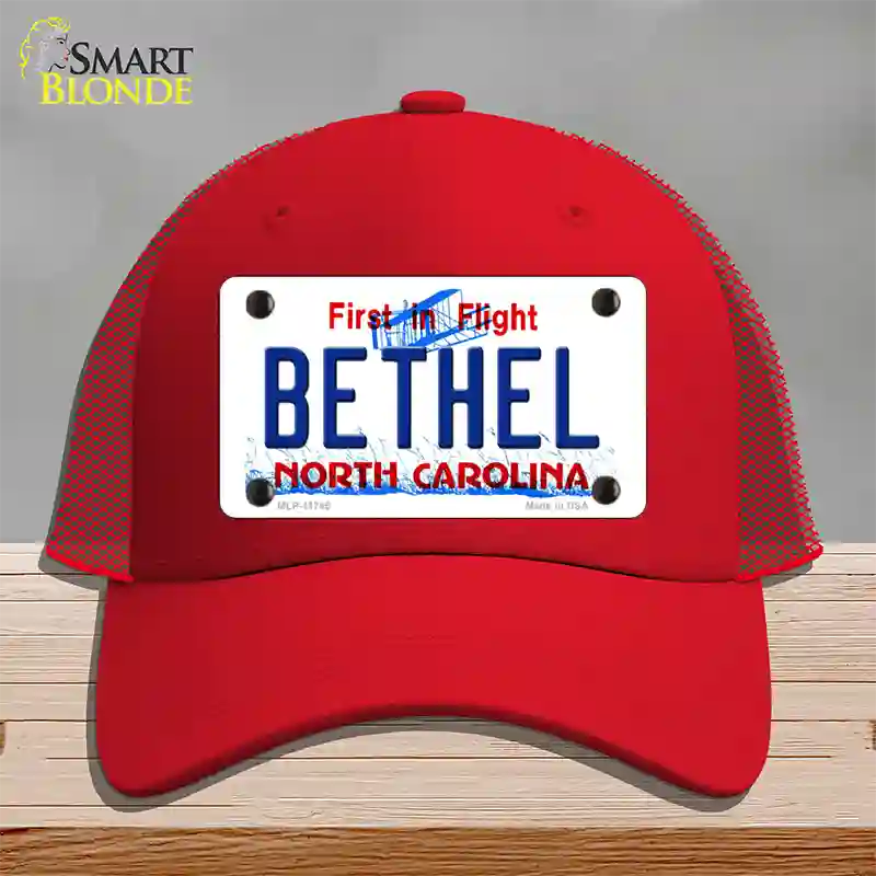 Bethel North Carolina State Novelty License Plate Hat Mesh / Red