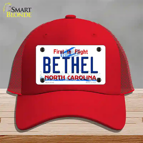 Bethel North Carolina State Novelty License Plate Hat Mesh / Red