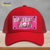 Baseball Mom Novelty License Plate Hat Mesh / Red