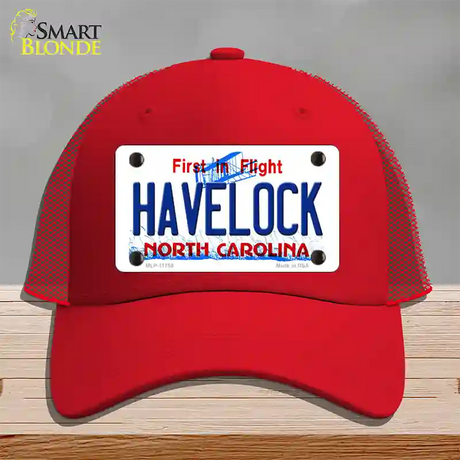 Havelock North Carolina State Novelty License Plate Hat Mesh / Red