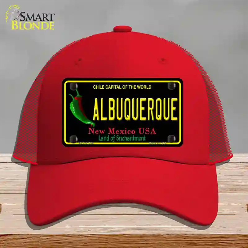 Albuquerque New Mexico Black State Novelty License Plate Hat Mesh / Red