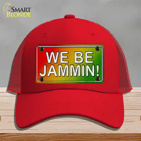 We Be Jammin Rasta Novelty License Plate Hat Mesh / Red