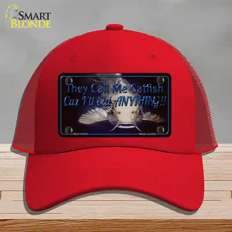 They Call Me Catfish Novelty License Plate Hat Mesh / Red